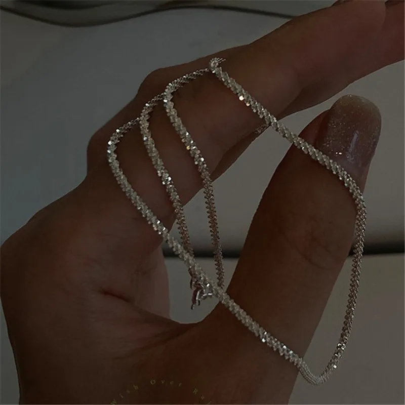 Shiny Silver-Tone Choker Necklace