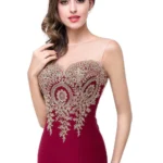 Sweetheart Mermaid Evening Dress with Gold Lace Embroidery — Image 3
