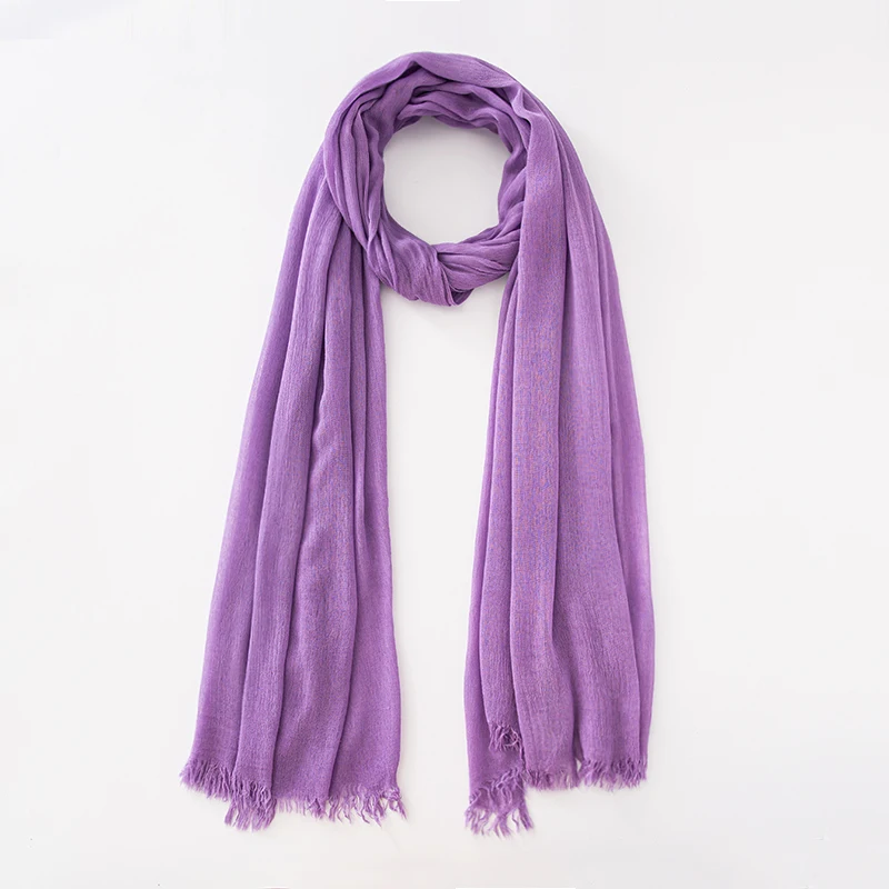 Solid Cotton Hijab with Fringe — Image 38