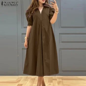 فستان ميدي كاجوال برقبة V
