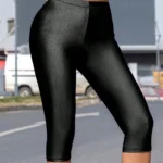 High-Stretch Fitted Capri Pants with Subtle Sheen — Image 4