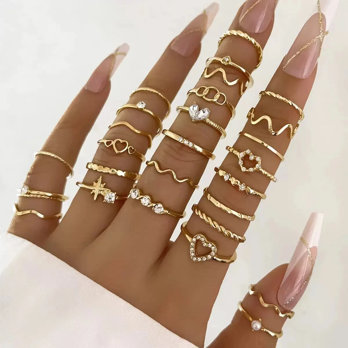23-Piece Sparkling Zircon Ring Set