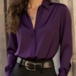 Elegant Long Sleeve Blouse with Buttons — Image 5