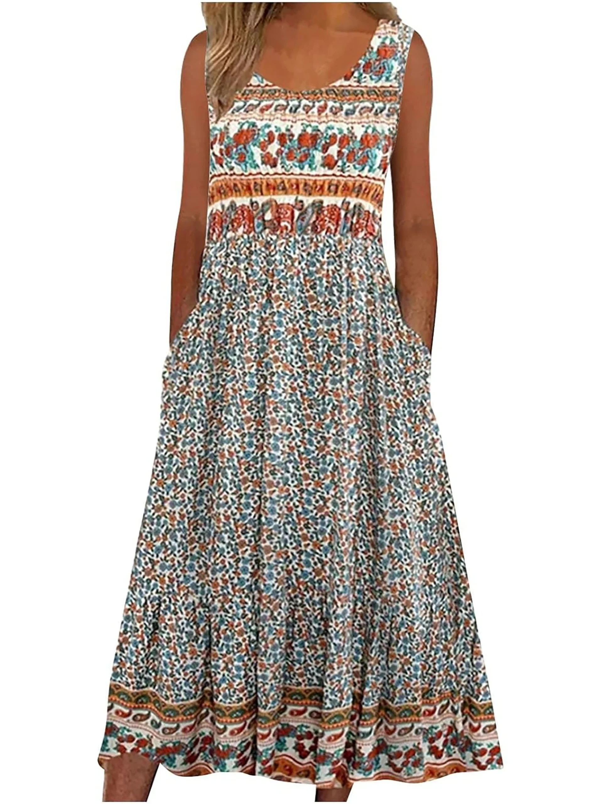 Boho Floral Sleeveless Summer Dress