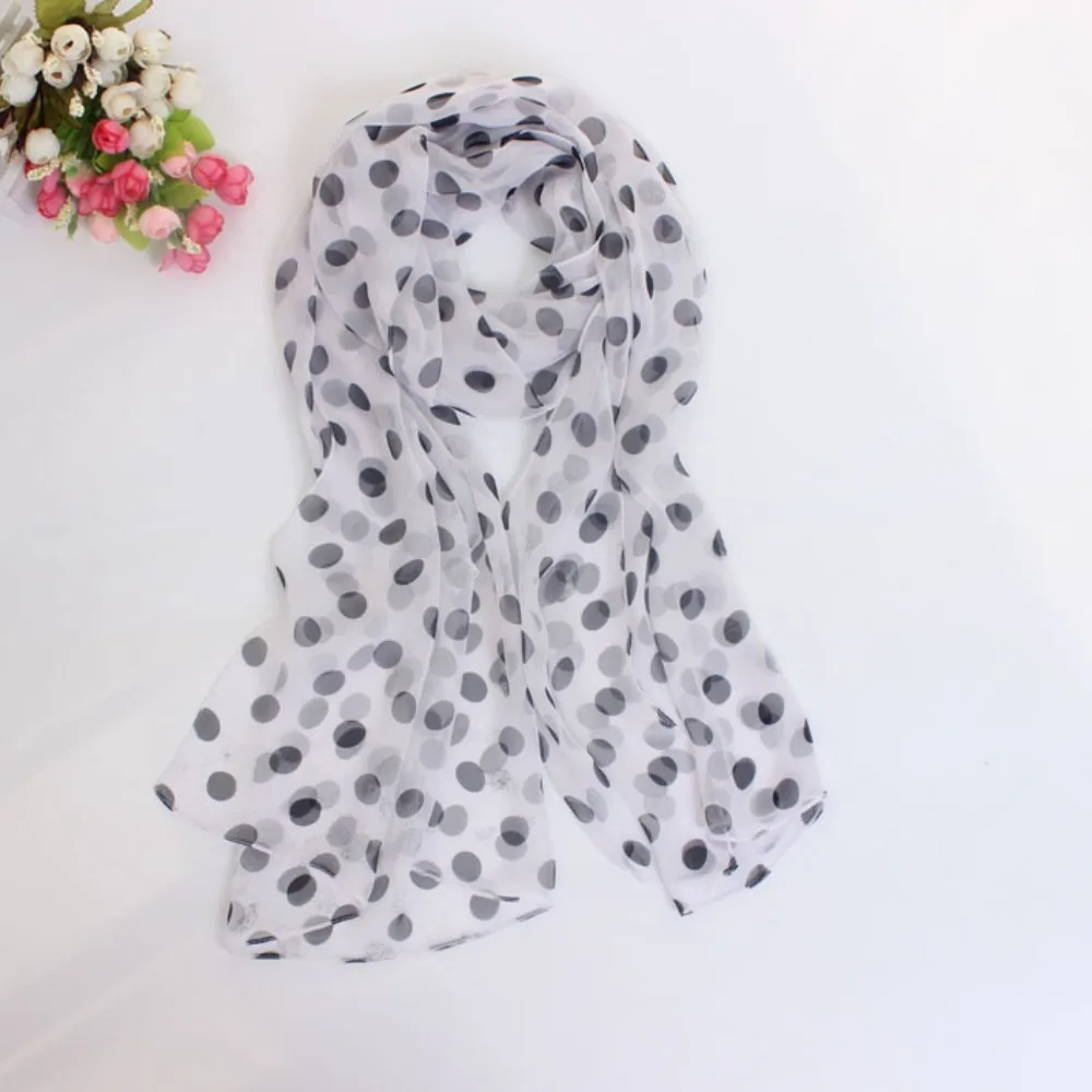 Polka Dot Chiffon Scarf