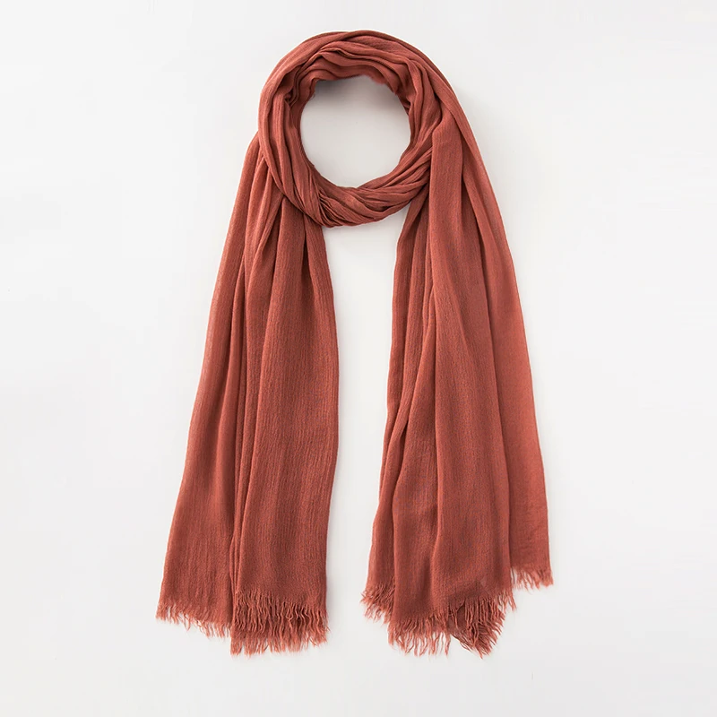 Solid Cotton Hijab with Fringe — Image 50