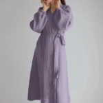 Lightweight Cotton Gauze Long Sleeve Mid-Calf Robe — Image 6