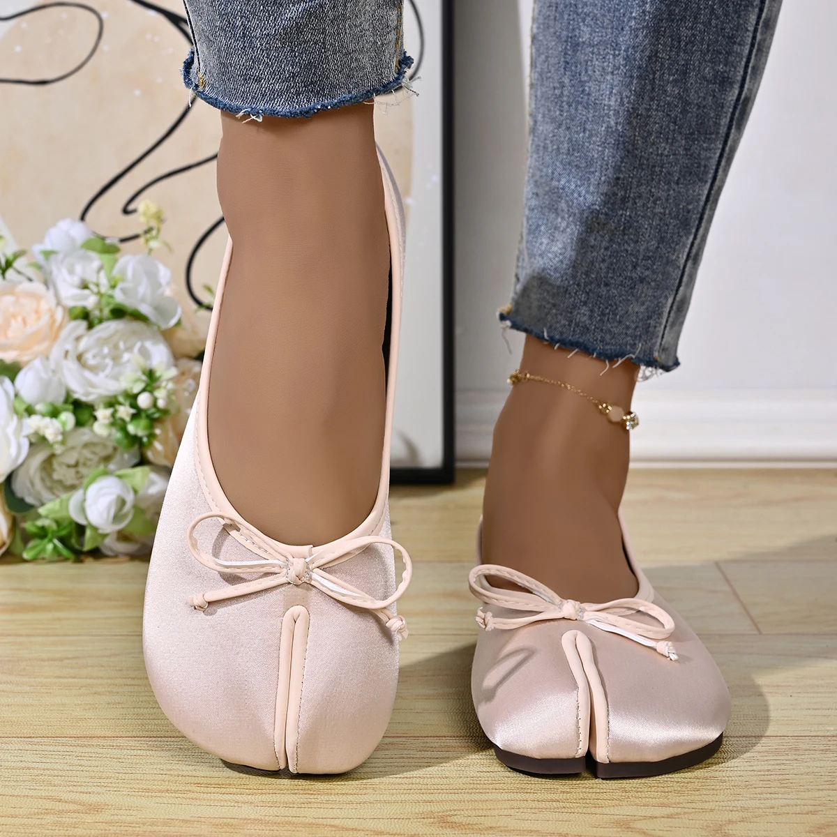 Leather Flats with Slit