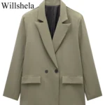 Women's Double-Breasted Blazer with Pockets — Image 3