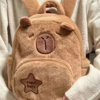 Velvet Capybara-Shaped Backpack