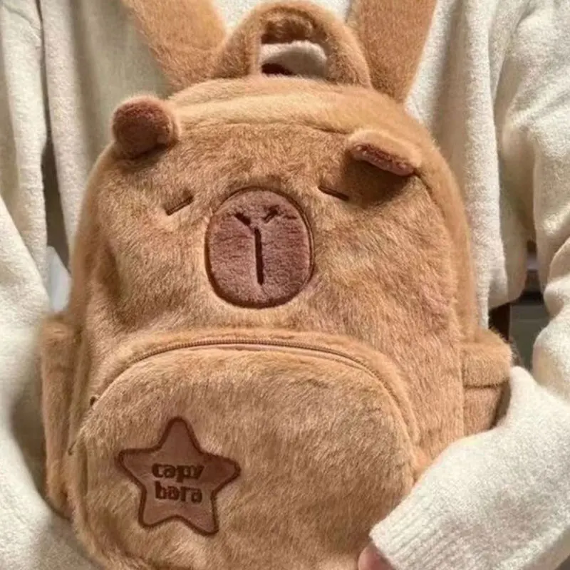 Velvet Capybara-Shaped Backpack