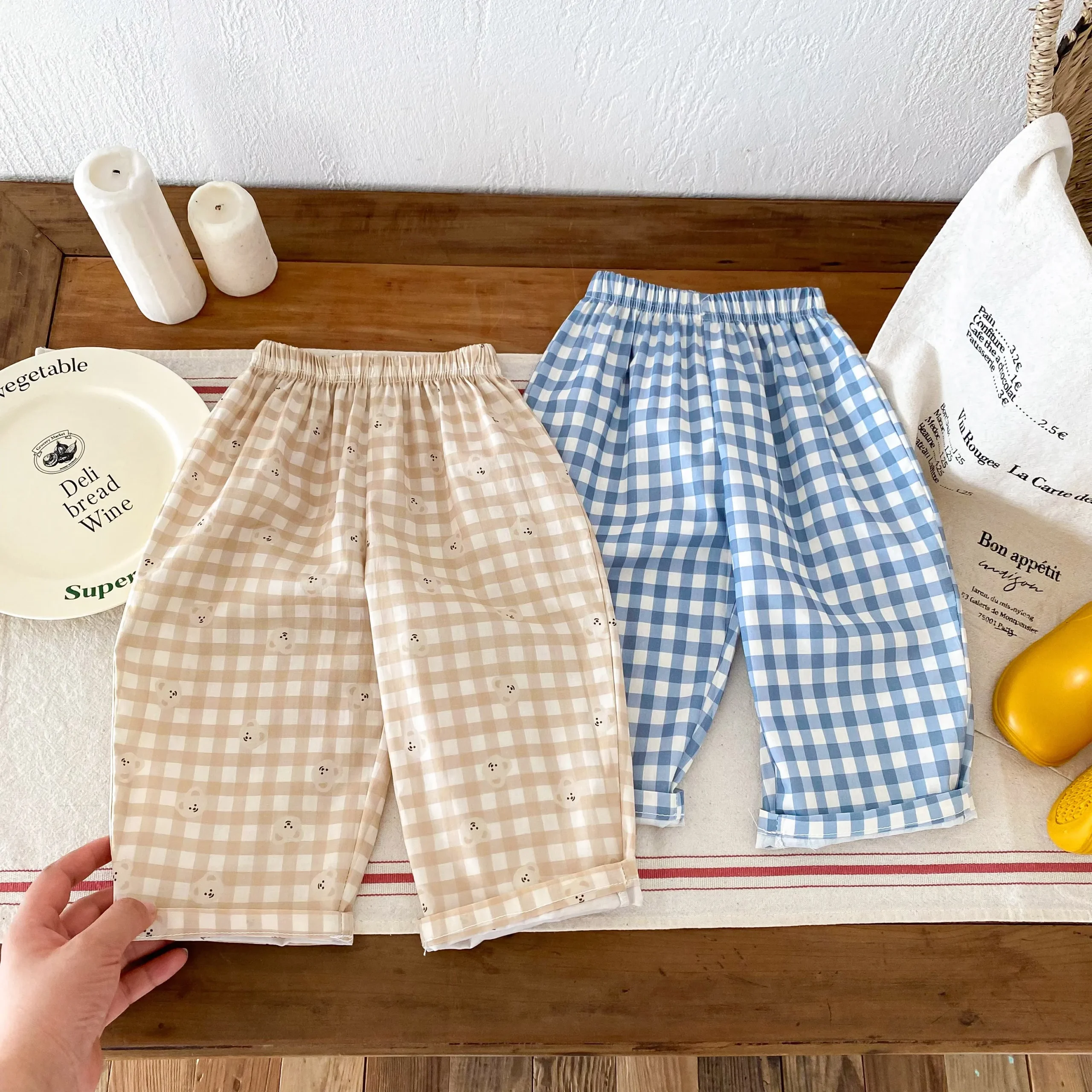 Boys' Casual Loose Plaid Pants