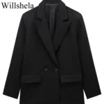 Women's Double-Breasted Blazer with Pockets — Image 4