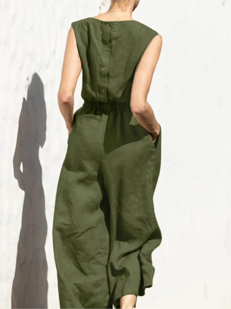 Solid Sleeveless Jumpsuit