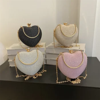 Heart-Shaped Evening Bag with Chain
