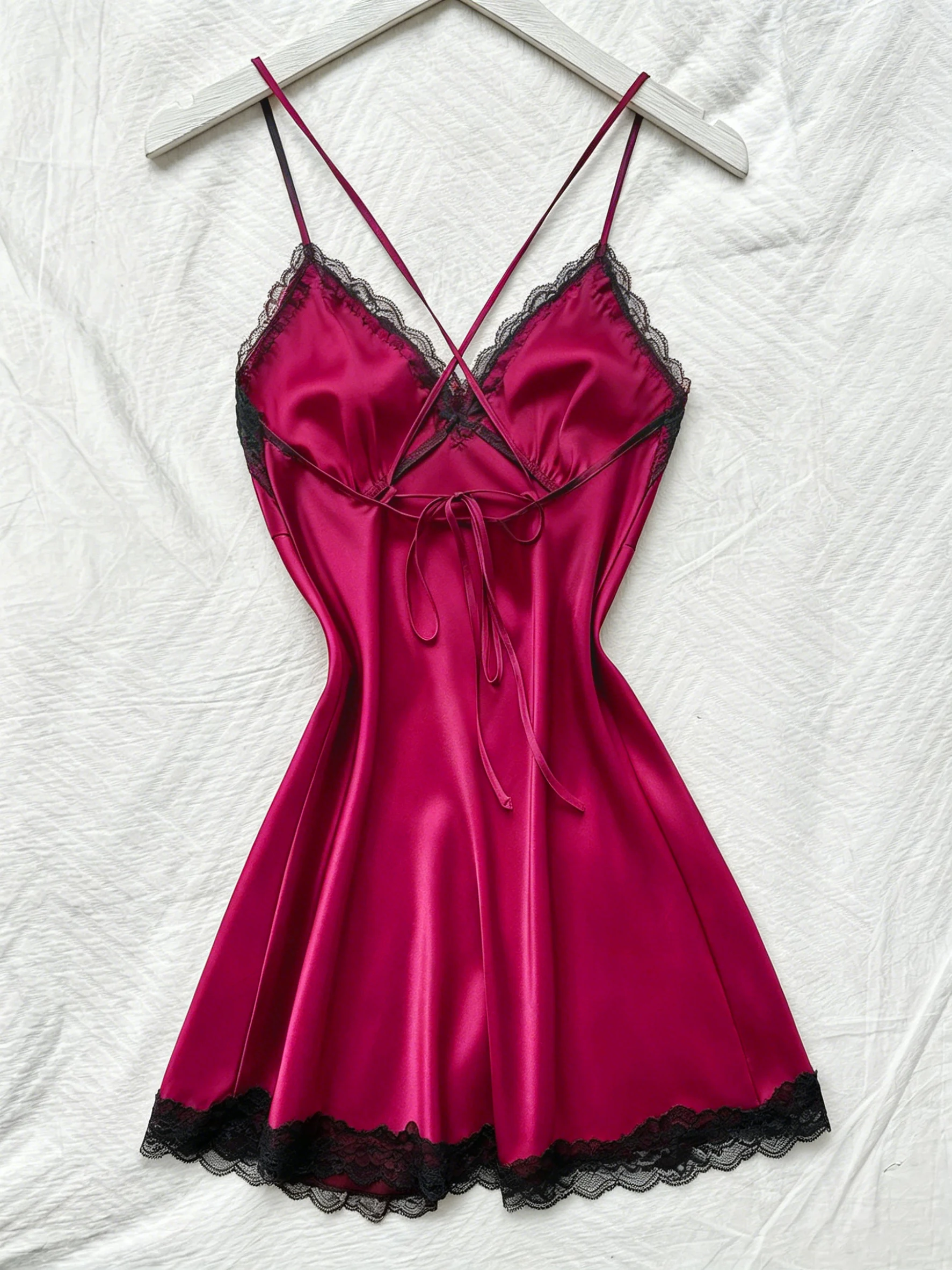 Elegant V-Neck Lace Nightgown