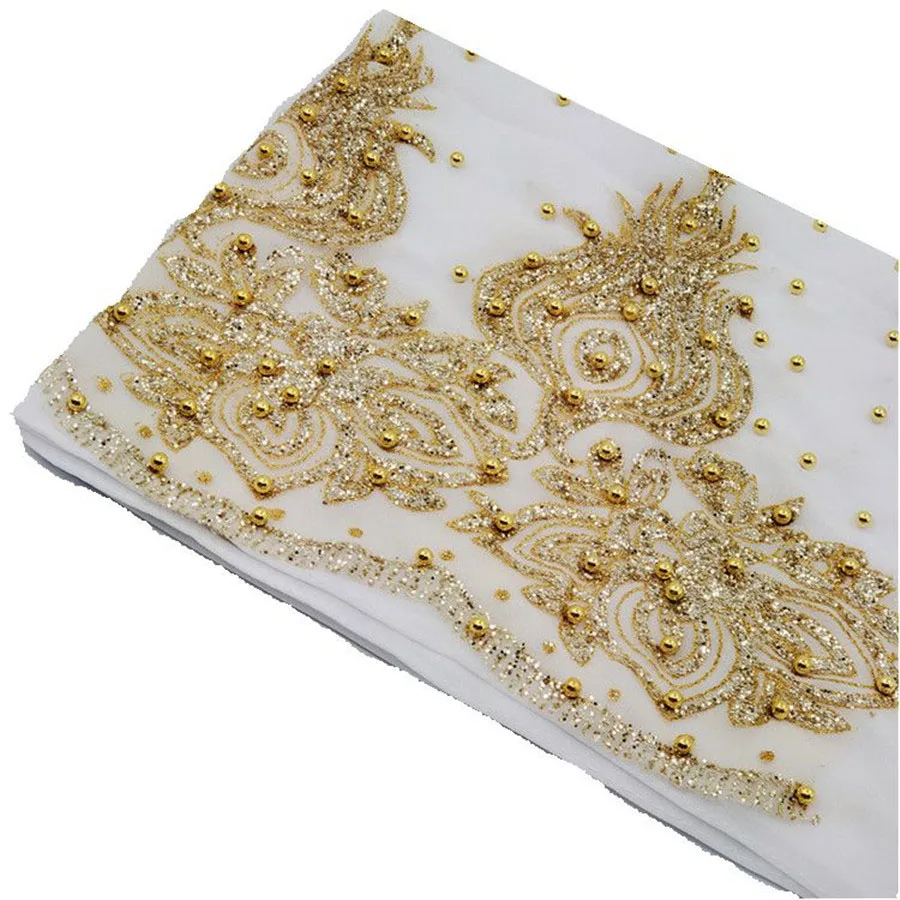Chiffon Headscarf with Beads and Gold Shimmer — Image 14
