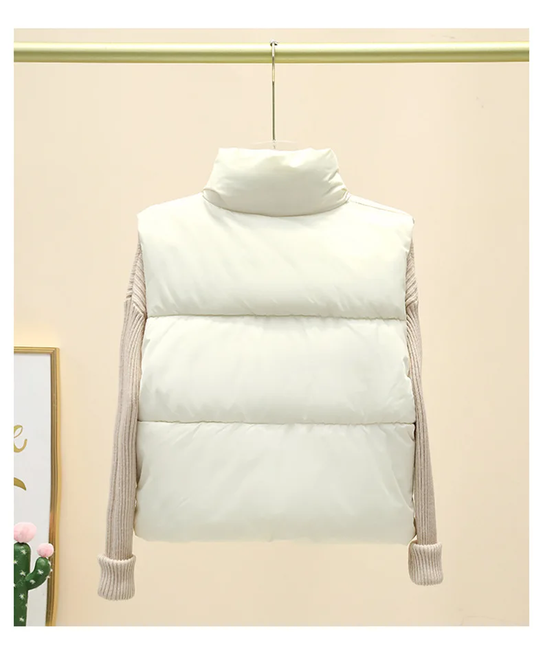 Cropped Winter Stand Collar Vest with Front Zipper