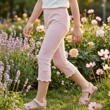 Girls' Solid Summer Leggings with Bow