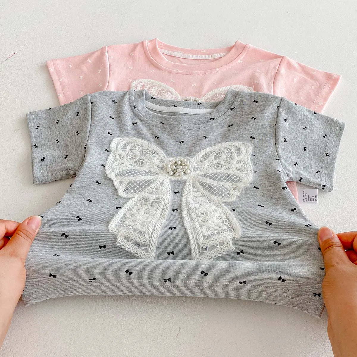 Girls' Pearl Short Sleeve Summer Top with Bow — Image 16