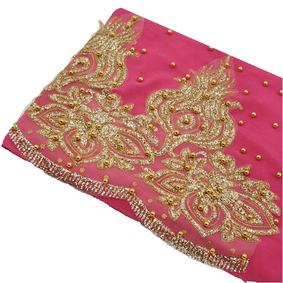 Chiffon Headscarf with Beads and Gold Shimmer — Image 12