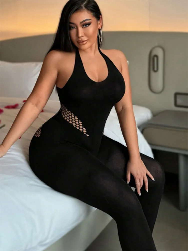 Solid Backless Sleeveless Jumpsuit