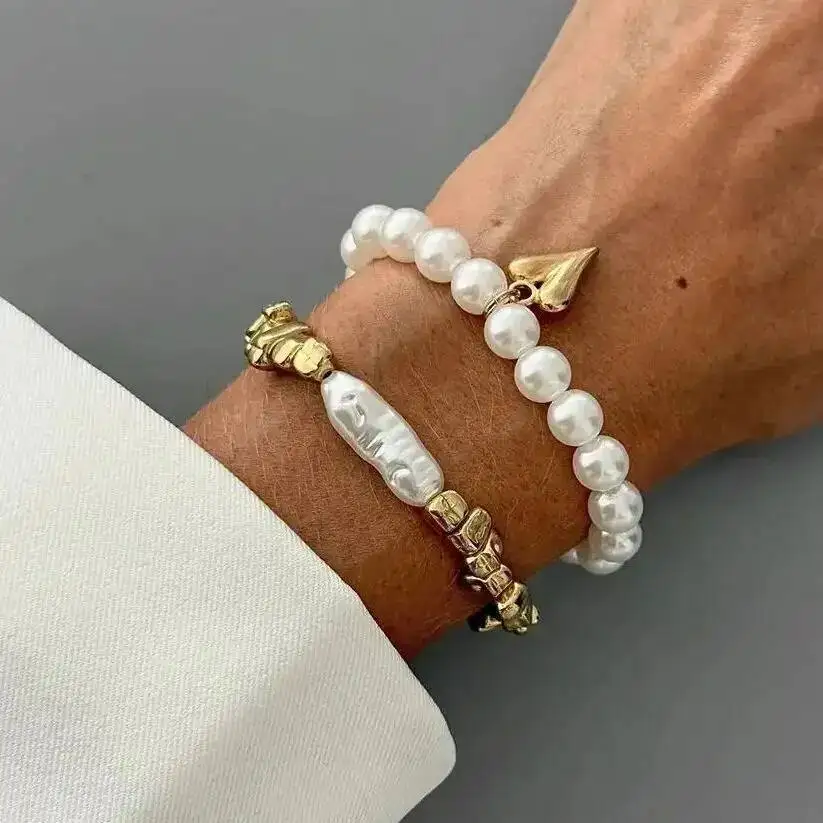 2-Piece Faux Pearl Bracelet Set