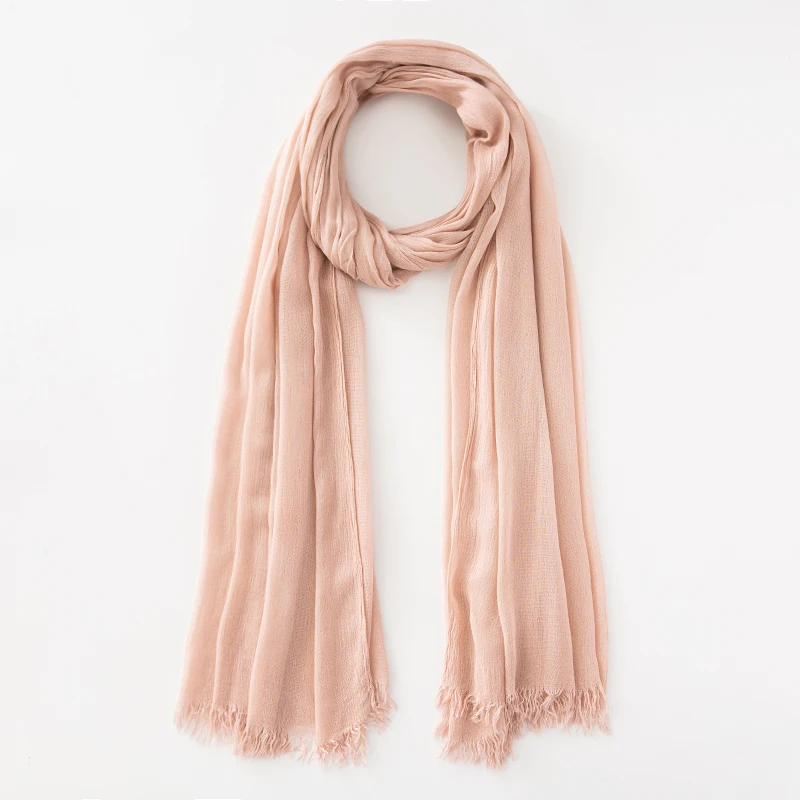 Solid Cotton Hijab with Fringe — Image 41