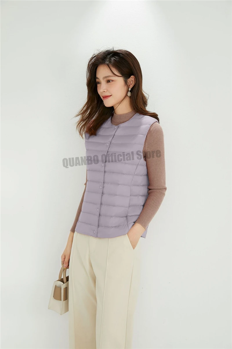 Lightweight Sleeveless Down Vest with Full Opening and Pockets