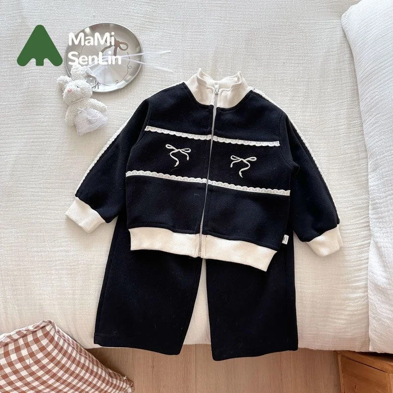 Girls' 2-Piece Casual Autumn Set with Zipper