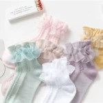 Girls' Lace Cotton Ruffled Socks — Image 6