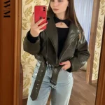 جاكيت واسع جلد بطراز كلاسيكي — صورة 5