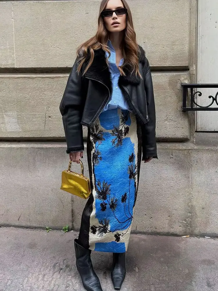 Spring Long Skirt with Zipper