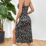 Long Dress with Wrap Bodice and Side Slit — Image 4