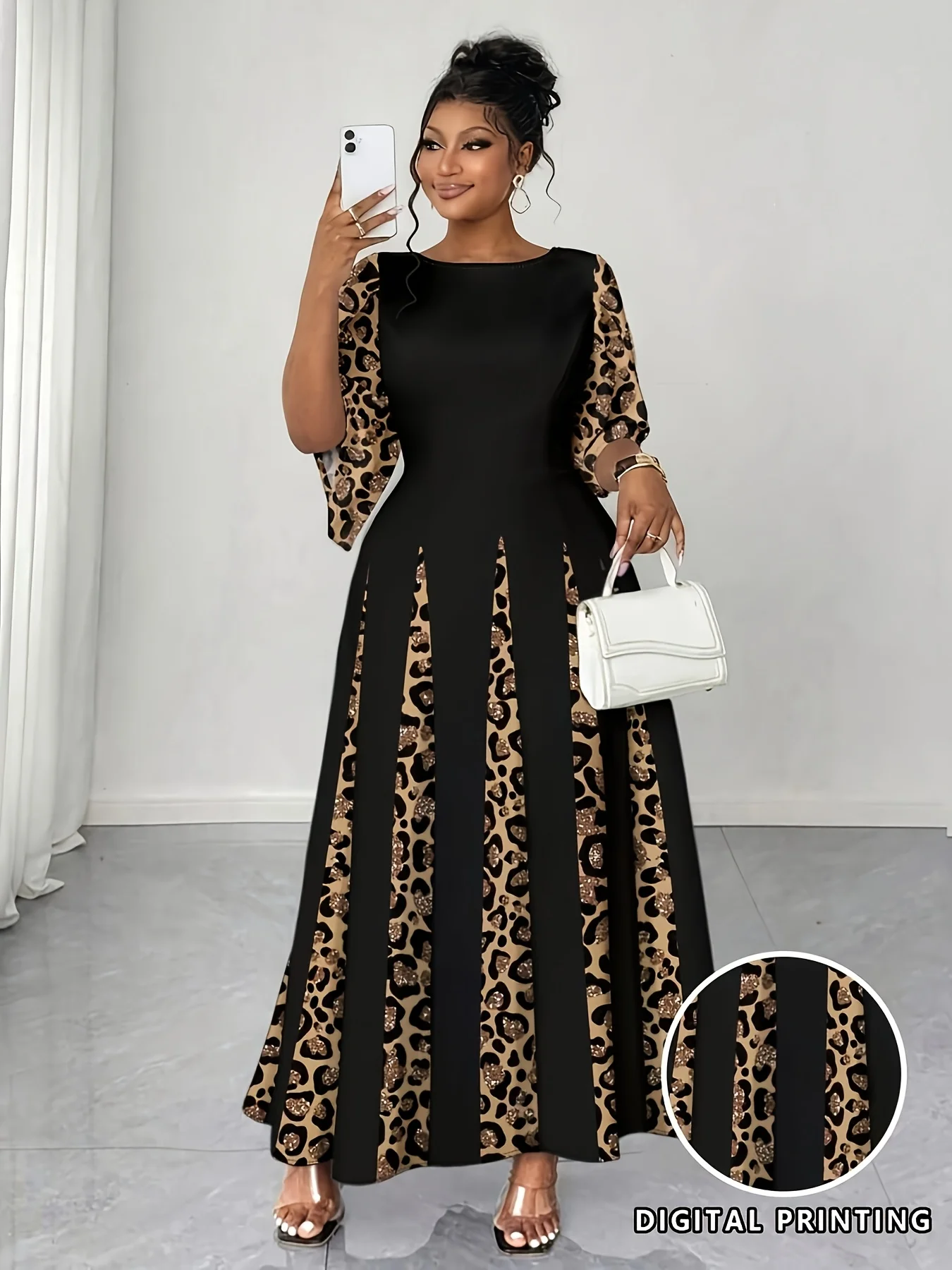Elegant Leopard Print Maxi Dress