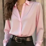 Elegant Long Sleeve Blouse with Buttons — Image 2