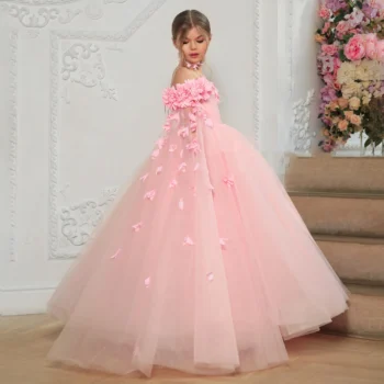 Girls' Elegant Off-Shoulder Dress