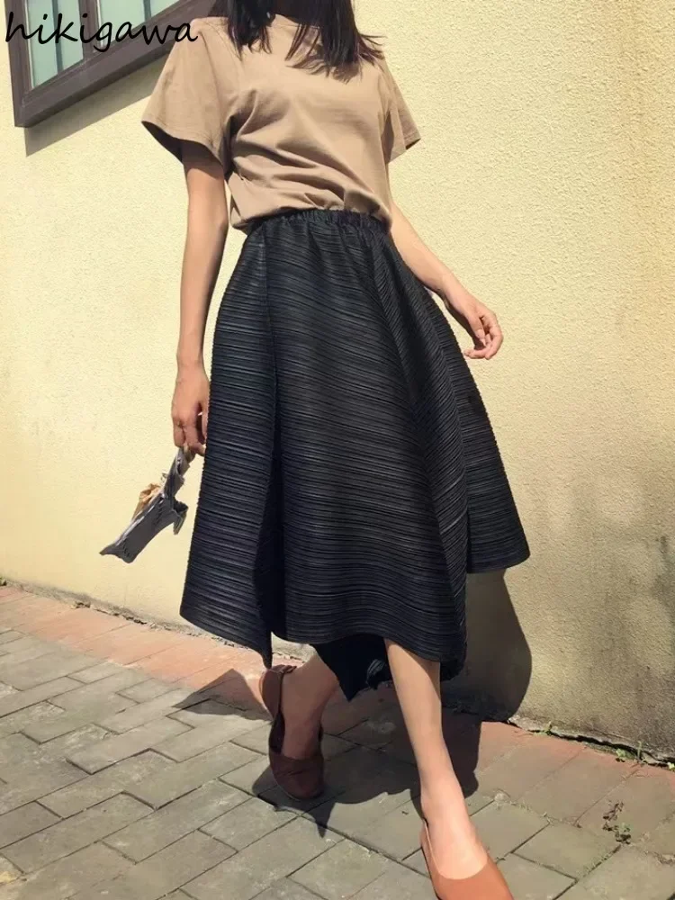 One-Size High Waist Asymmetric Wide-Leg Pants