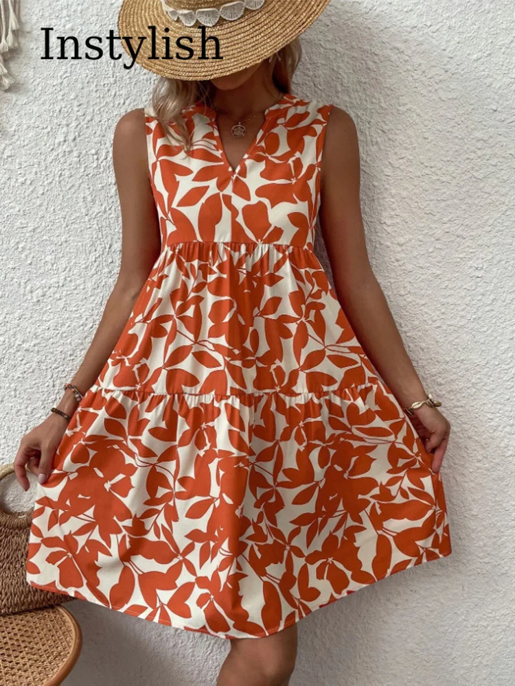Boho Sleeveless V-Neck Summer Mini Dress