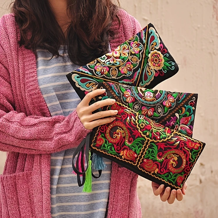 Heritage-Style Embroidered Long Wallet — Image 7