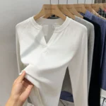 Slim-Fit Long Sleeve V-Neck T-Shirt — Image 3