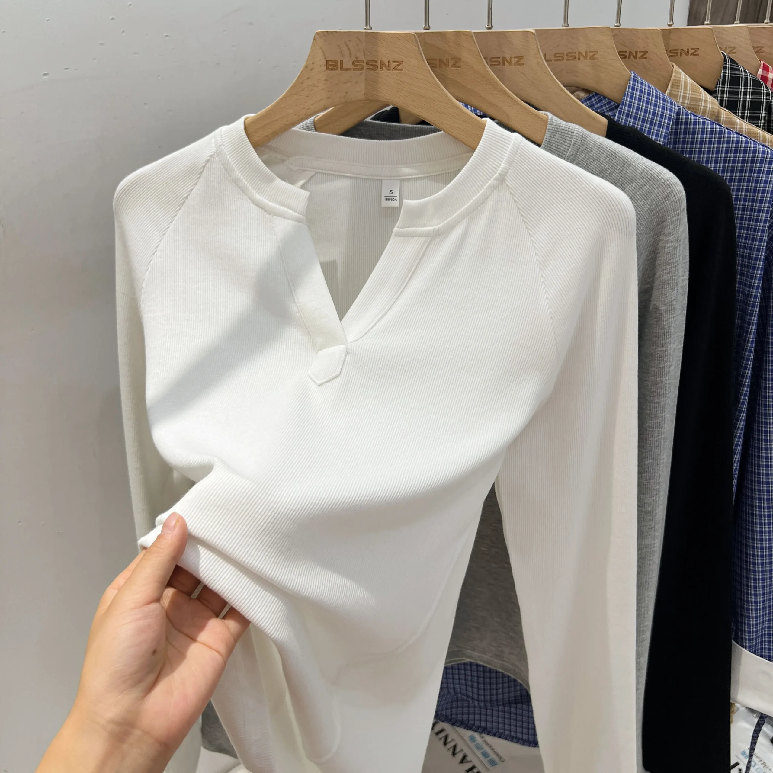 Slim-Fit Long Sleeve V-Neck T-Shirt