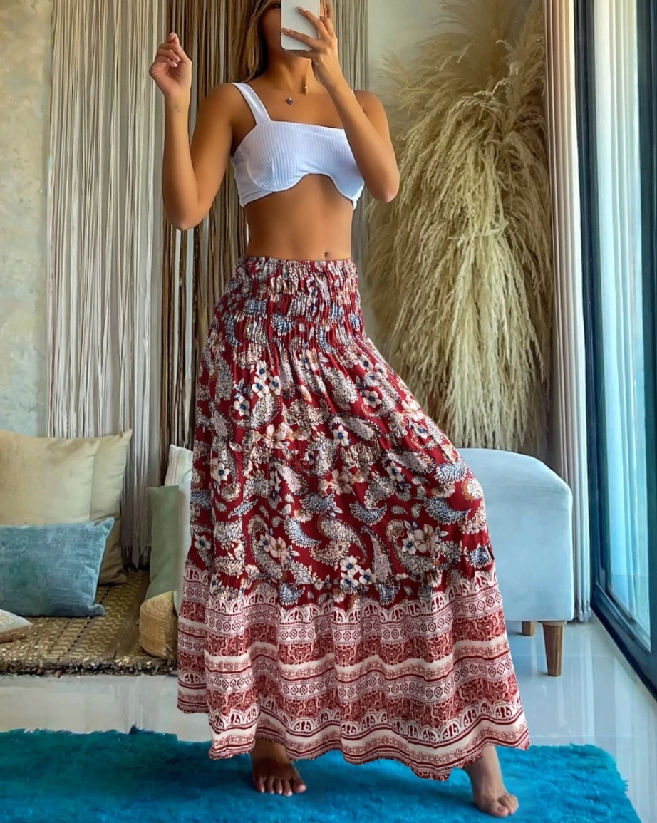 Layered Floral Maxi Skirt