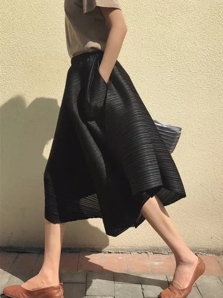 One-Size High Waist Asymmetric Wide-Leg Pants