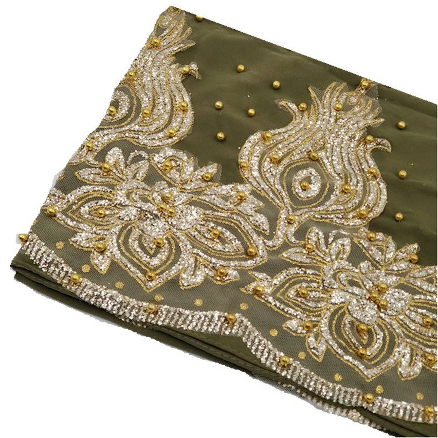Chiffon Headscarf with Beads and Gold Shimmer — Image 10