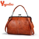 Soft Leather Handbag with Clasp — Image 2