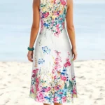 Floral Sleeveless Round Neck Midi Sundress — Image 3