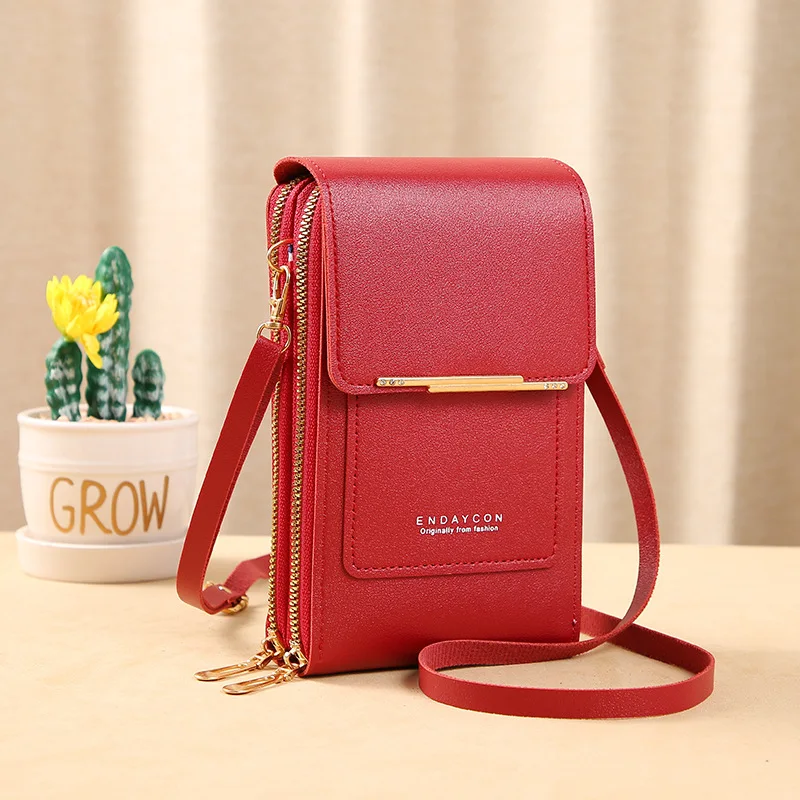 Soft Leather Handheld Wallet with Touch Screen