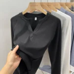 Slim-Fit Long Sleeve V-Neck T-Shirt — Image 2