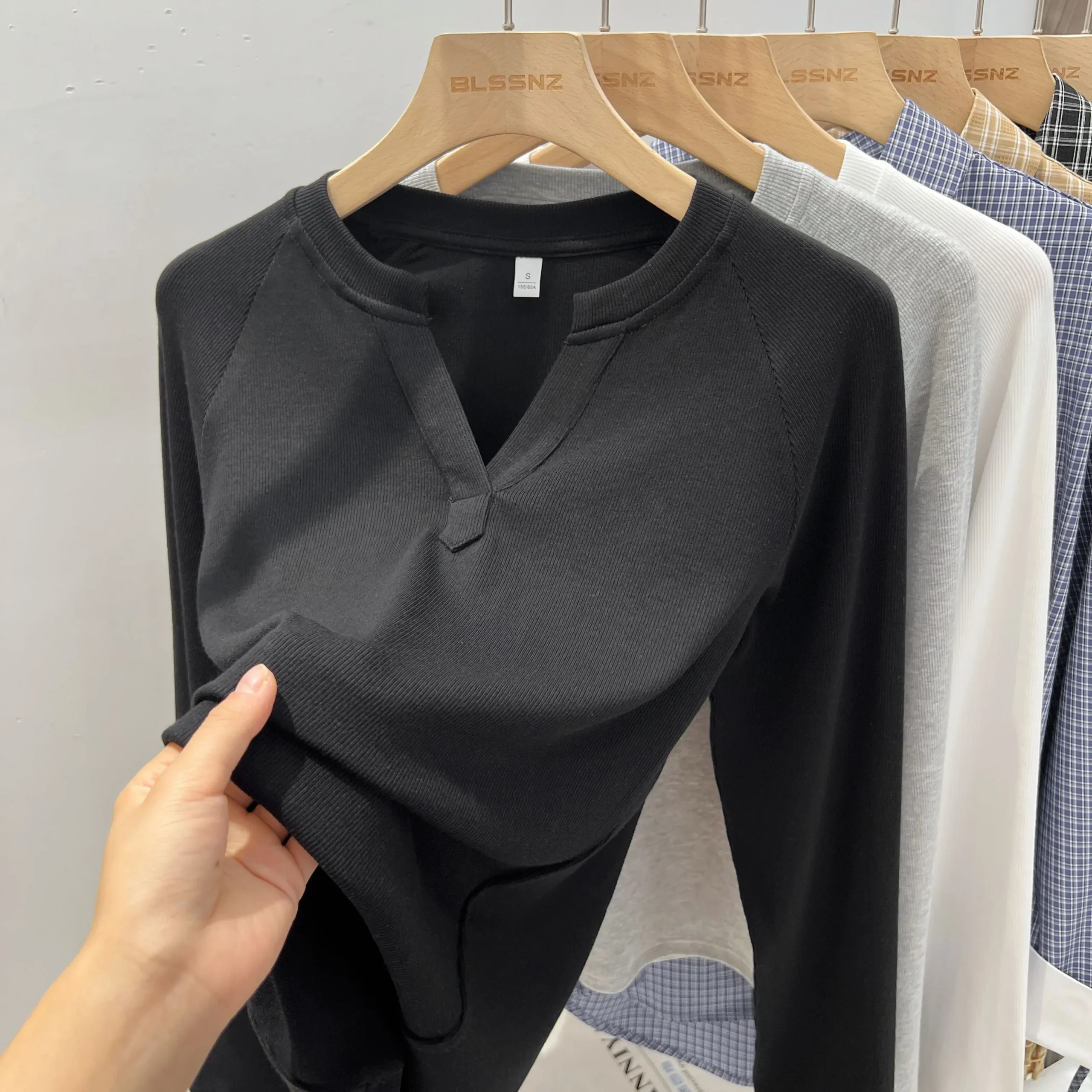 Slim-Fit Long Sleeve V-Neck T-Shirt